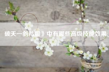 破天一剑私服》中有哪些高级技能效果