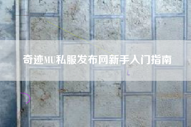 奇迹MU私服发布网新手入门指南