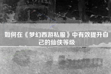 如何在《梦幻西游私服》中有效提升自己的仙侠等级