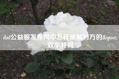 dnf公益服发布网中怎样破解对方的"双车并列