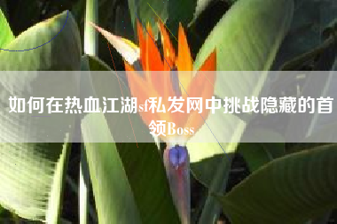 如何在热血江湖sf私发网中挑战隐藏的首领Boss