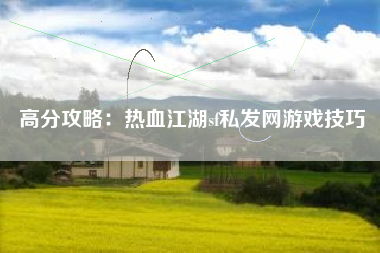 高分攻略：热血江湖sf私发网游戏技巧