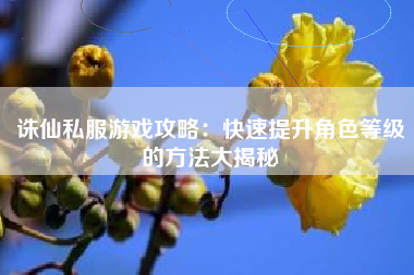 诛仙私服游戏攻略：快速提升角色等级的方法大揭秘