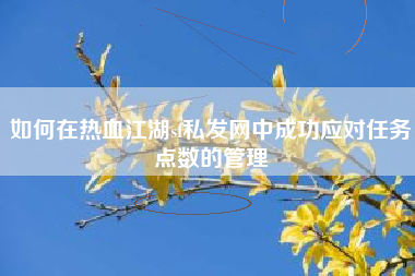 如何在热血江湖sf私发网中成功应对任务点数的管理