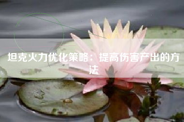 坦克火力优化策略：提高伤害产出的方法