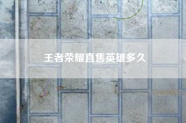 王者荣耀直售英雄多久