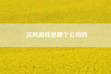 汉风游戏是哪个公司的