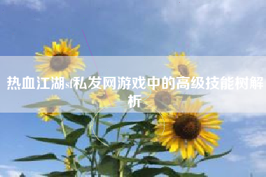 热血江湖sf私发网游戏中的高级技能树解析