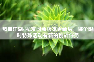 热血江湖sf私发网新版本更新后，哪个限时特殊活动有新的挑战任务