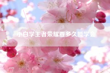 小白学王者荣耀要多久能学会