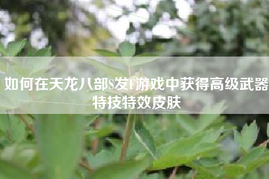 如何在天龙八部S发F游戏中获得高级武器特技特效皮肤
