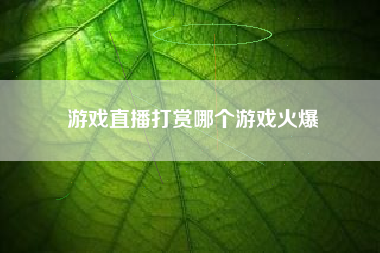 游戏直播打赏哪个游戏火爆