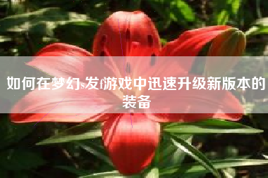 如何在梦幻s发f游戏中迅速升级新版本的装备