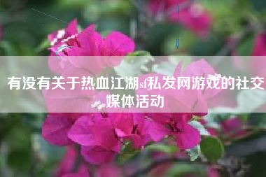 有没有关于热血江湖sf私发网游戏的社交媒体活动