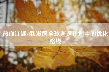 热血江湖sf私发网全球巡逻计划中的优化路线