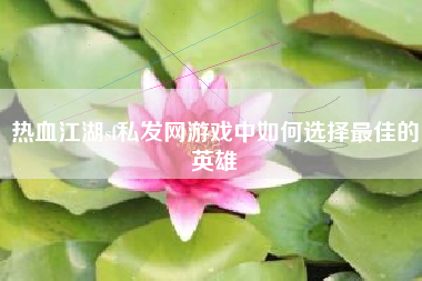热血江湖sf私发网游戏中如何选择最佳的英雄