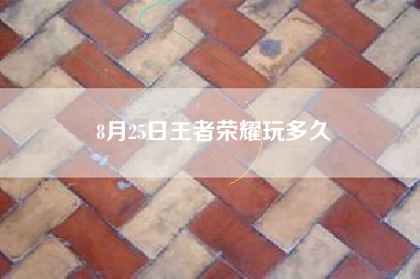 8月25日王者荣耀玩多久