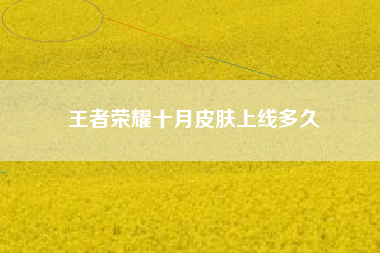 王者荣耀十月皮肤上线多久
