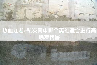 热血江湖sf私发网中哪个英雄适合进行高爆发伤害