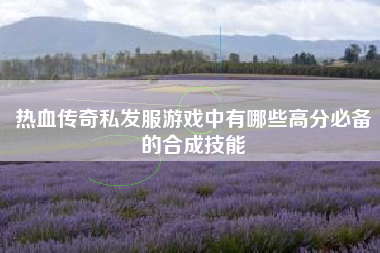 热血传奇私发服游戏中有哪些高分必备的合成技能