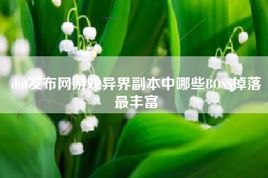 dnf发布网游戏异界副本中哪些BOSS掉落最丰富