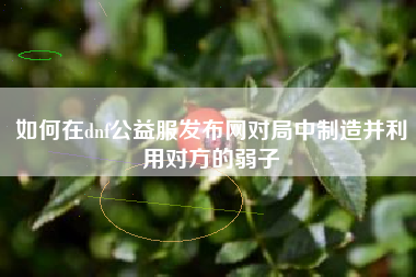 如何在dnf公益服发布网对局中制造并利用对方的弱子