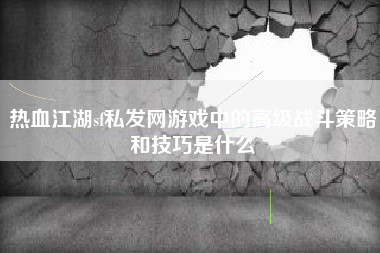 热血江湖sf私发网游戏中的高级战斗策略和技巧是什么