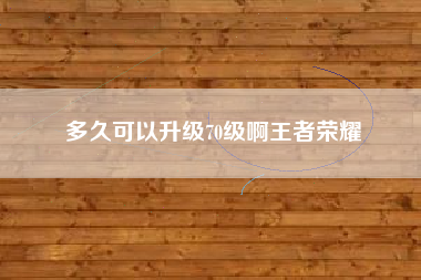 多久可以升级70级啊王者荣耀
