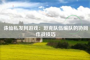 诛仙私发网游戏：坦克队伍编队的协同作战技巧