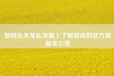如何在天龙私发服上了解游戏的官方新版本公告