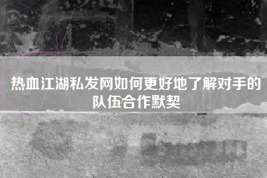热血江湖私发网如何更好地了解对手的队伍合作默契
