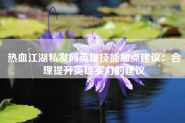 热血江湖私发网英雄技能加点建议：合理提升英雄实力的建议