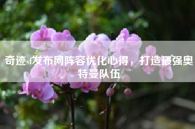 奇迹sf发布网阵容优化心得，打造最强奥特曼队伍