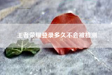 王者荣耀登录多久不会被检测