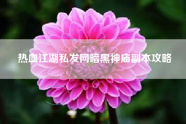 热血江湖私发网暗黑神庙副本攻略