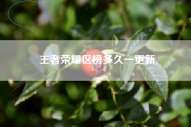 王者荣耀区榜多久一更新