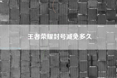 王者荣耀封号减免多久