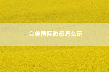 完美国际微氪怎么玩