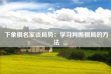 下象棋名家谈局势：学习判断棋局的方法
