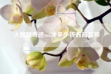 火麒麟奇迹mu冲多少钱有高富帅