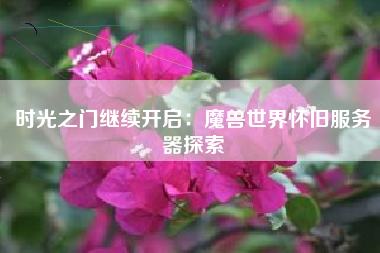 时光之门继续开启：魔兽世界怀旧服务器探索