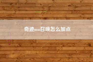 奇迹mu召唤怎么加点