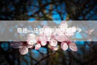 奇迹mu法师单刷敏捷加多少