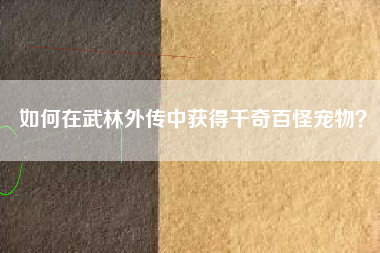 如何在武林外传中获得千奇百怪宠物？