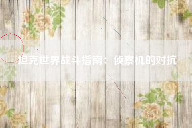 坦克世界战斗指南：侦察机的对抗