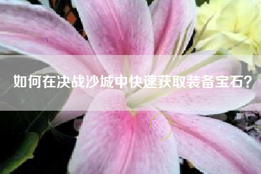 如何在决战沙城中快速获取装备宝石？