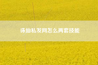 诛仙私发网怎么两套技能