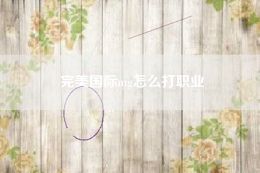 完美国际mg怎么打职业