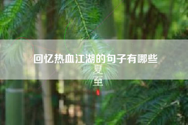 回忆热血江湖的句子有哪些 回忆热血江湖的句子有哪些